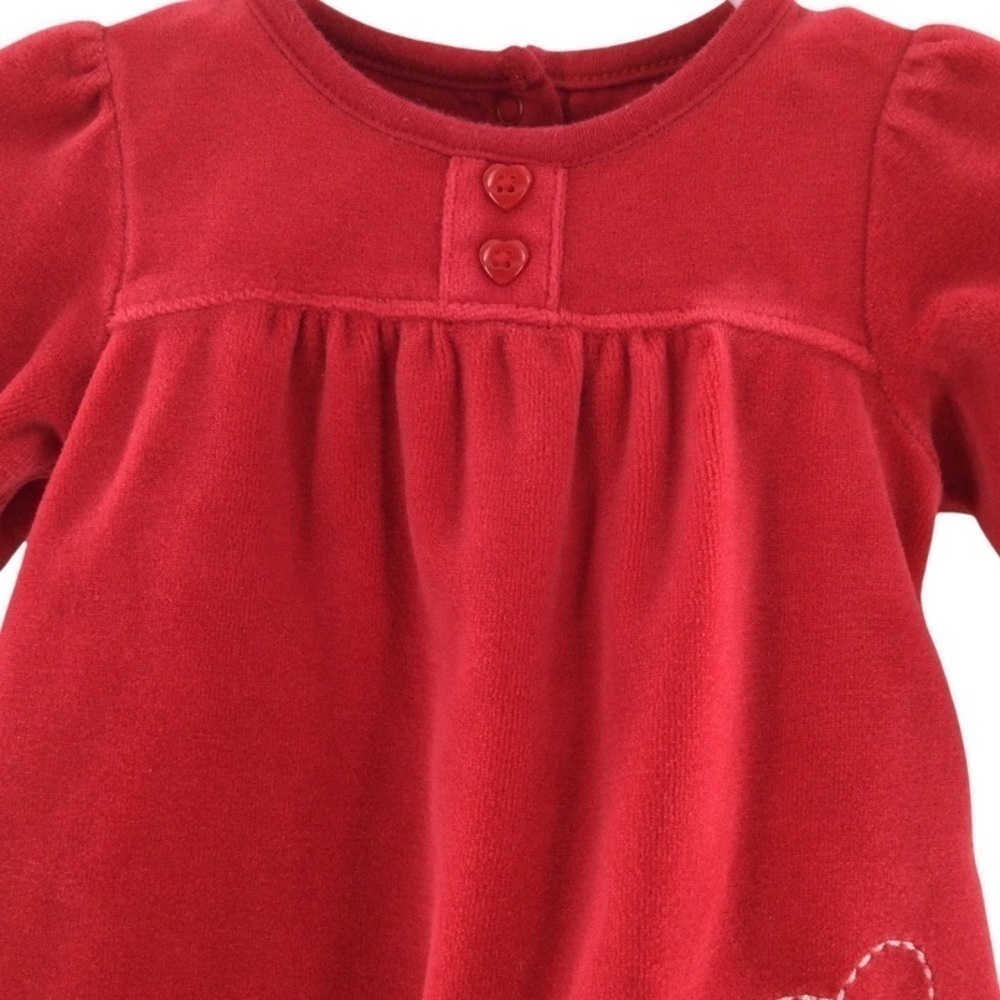 Carter’s Girls Red Velour Top with‎ Black and White Heart Pants Set - Picture 4 of 9
